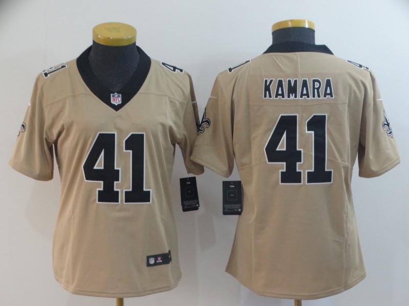 Women New Nike New Orleans Saints 41 Kamara yellow Limited Jersey